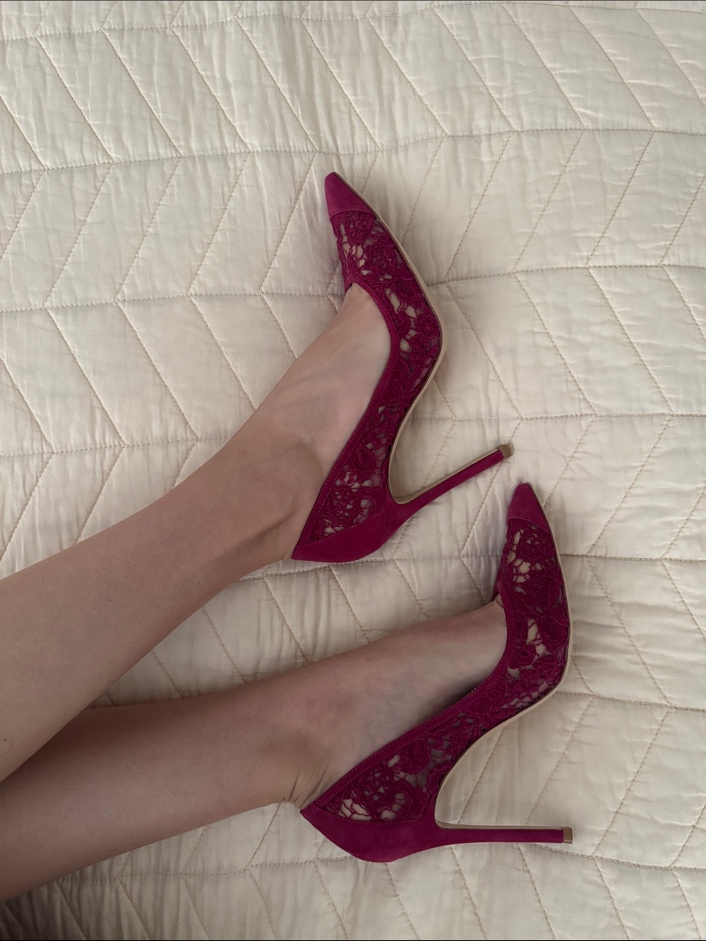 Gianvito Rossi Magenta Lace Heels - Picture 4 of 9